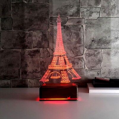Eyfel Kulesi 3D LED Gece Lambası - Thumbnail