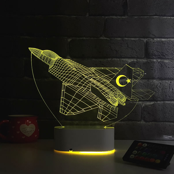 F16 Savaş Uçağı Tasarımlı 3D LED Lamba