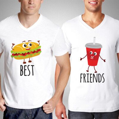  - Fast Food Hamburger ve Kola İkili Tişörtleri