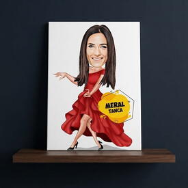  - Flamenko Kadın Karikatürlü Kanvas Tablo