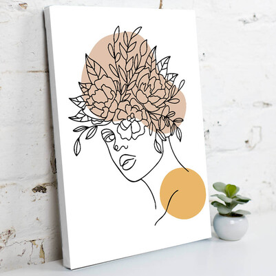 Flower Woman Sanatsal Kanvas Tablo - Thumbnail