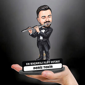  - Flüt Ustası Müzisyen Erkek Karikatürlü Biblo