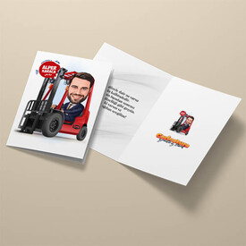 Forklift Kullanan Erkek Karikatürlü Tebrik Kartı - Thumbnail