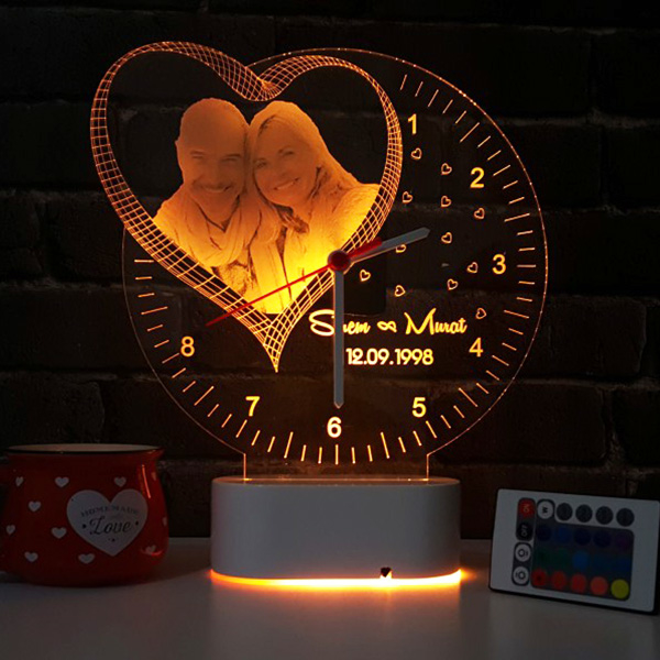 Fotoğraf Baskılı Kişiye Özel 3D Led Saat Lamba