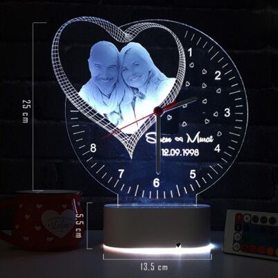 Fotoğraf Baskılı Kişiye Özel 3D Led Saat Lamba - Thumbnail