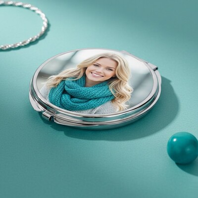  - Fotoğraf Baskılı Metal Makyaj Aynası