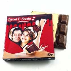 Fotoğraf Baskılı Sevgililere Özel Hediyelik Çikolata - Thumbnail