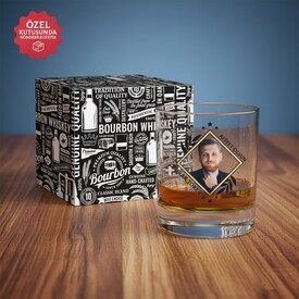  - Fotoğraflı Kişiye Özel Viski Kadehi Şık Kutulu