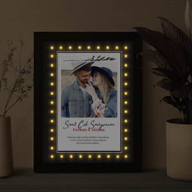 Fotoğraflı ve Mesajlı Romantik Işıklı Tablo - Thumbnail
