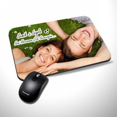  - Fotoğraflı İsim ve Mesaj Baskılı Mouse Pad