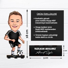 Futbol Aşığı Çocuk Karikatürlü Biblo - Thumbnail