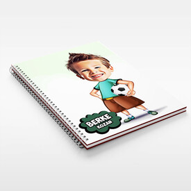 Futbol Meraklısı Erkek Çocuk Karikatürlü Defter - Thumbnail