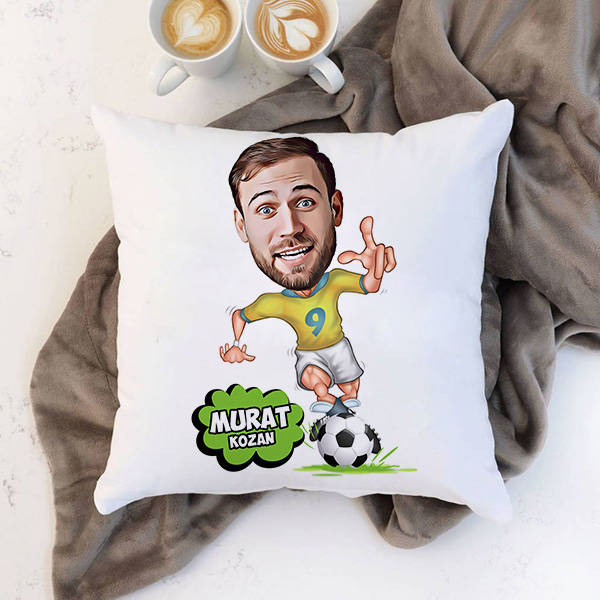 Futbol Oyuncusu Karikatürlü Yastık