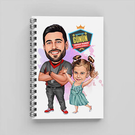  - Futbol Sever Baba ve Kızı Karikatürlü Defter