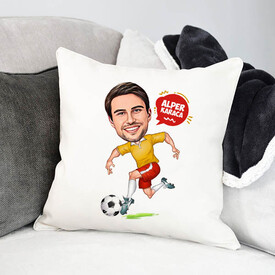 Futbol Sever Erkek Karikatürlü Yastık - Thumbnail