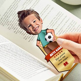 Futbolcu Çocuk Karikatürlü Kitap Okuma Ayracı - Thumbnail