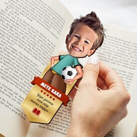 Futbolcu Çocuk Karikatürlü Kitap Okuma Ayracı - Thumbnail