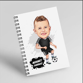 Futbolcu Erkek Çocuk Karikatürlü Defter - Thumbnail
