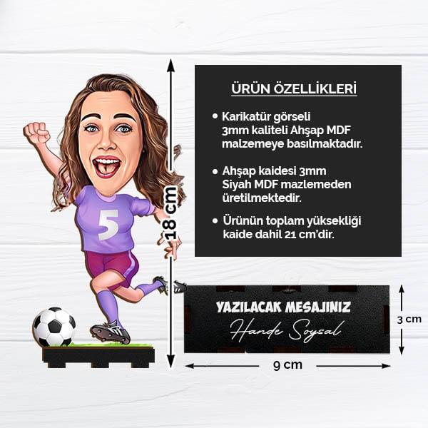 Futbolcu Kadın Karikatürlü Biblo