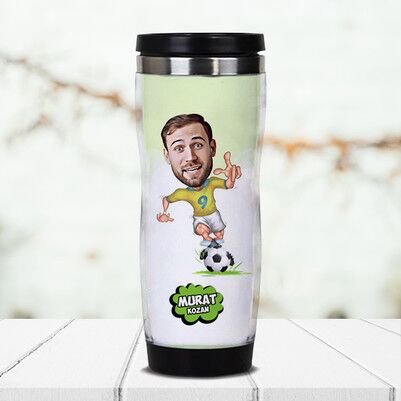  - Futbolcu Karikatürlü Termos Bardak