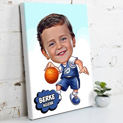  - Geleceğin Basketbolcusu Karikatürlü Kanvas Tablo