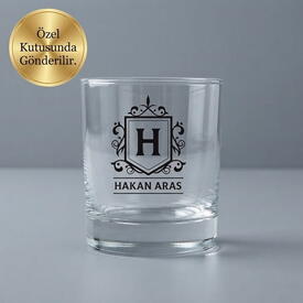 Geleneksel Motifli Kişiye Özel Desen İşlemeli Viski Bardağı