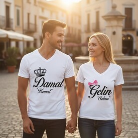  - Gelin ve Damat Sevgili Tişörtü