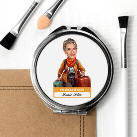 Gezmeyi Seven Anne Karikatürlü Makyaj Aynası - Thumbnail