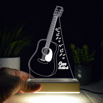 Gitar Tasarımlı İsme Özel 3d Led Lamba - Thumbnail