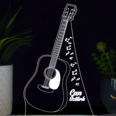 Gitar Tasarımlı İsme Özel 3d Led Lamba - Thumbnail