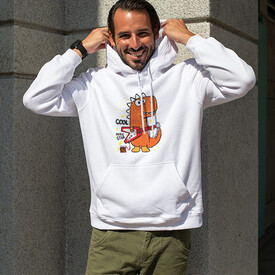 Gitarist Dinozor Kapşonlu Sweatshirt - Thumbnail