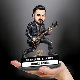 Gitarist Müzisyen Erkek Karikatürlü Biblo - Thumbnail
