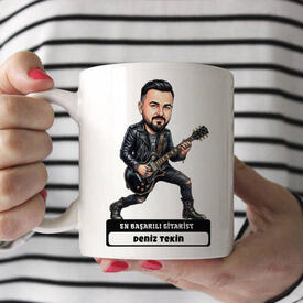  - Gitarist Müzisyen Erkek Karikatürlü Kupa Bardak
