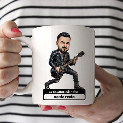  - Gitarist Müzisyen Erkek Karikatürlü Kupa Bardak