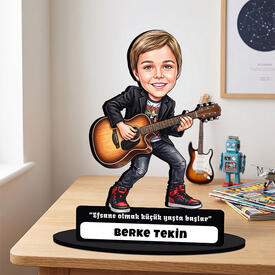 Gitarist Temalı Erkek Çocuk Karikatürlü Biblo - Thumbnail