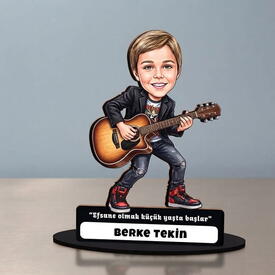  - Gitarist Temalı Erkek Çocuk Karikatürlü Biblo