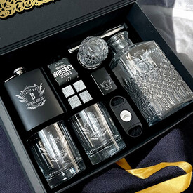 Golden Diamond Crown Premium Viski Hediye Kutusu - Thumbnail