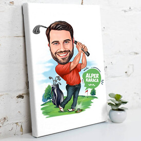  - Golf Oynayan Erkek Karikatürlü Kanvas Tablo