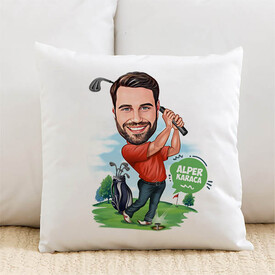  - Golf Oynayan Erkek Karikatürlü Yastık