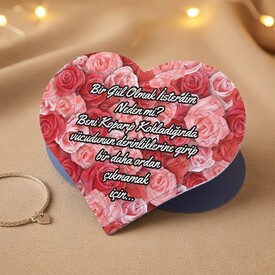  - Gül Desenli Kişiye Özel Kalp Puzzle