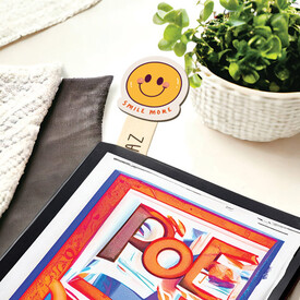 Gülen Emoji İsimli Ahşap Kitap Okuma Ayracı - Thumbnail