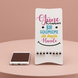  - Güne Kocaman Bir Gülümseme İle Başla Ahşap Telefon Standı