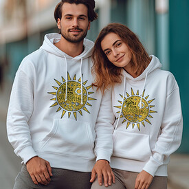 Güneşimsin Kapşonlu Sevgili Sweatshirt - Thumbnail