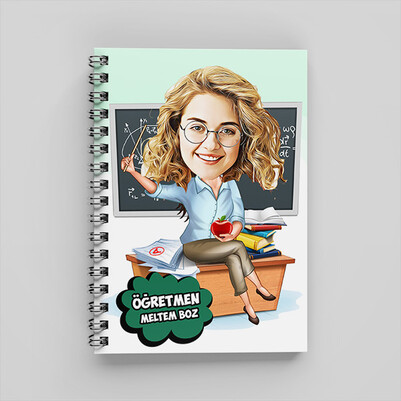 Güzel Öğretmenimiz Karikatürlü Defter - Thumbnail