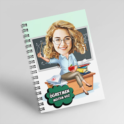 Güzel Öğretmenimiz Karikatürlü Defter - Thumbnail