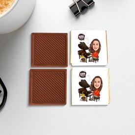Güzel Piyanist Karikatürlü Çikolata Kutusu - Thumbnail