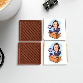 Güzel Sekreter Karikatürlü Çikolata Kutusu - Thumbnail