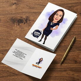  - Güzelleri Güzeli Kadın Karikatürlü Tebrik Kartı