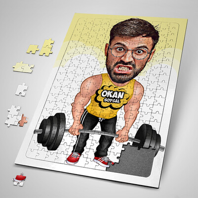  - Halterci Adam Karikatürlü Puzzle