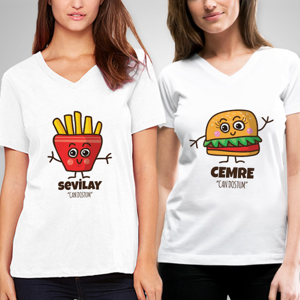 Hamburger ve Patates Arkadaşlık Tişörtleri